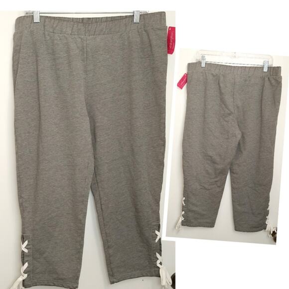 XHILARATION Gray Athleisure Capri Sleep Workout Lounge Pants NEW Large - Picture 1 of 6